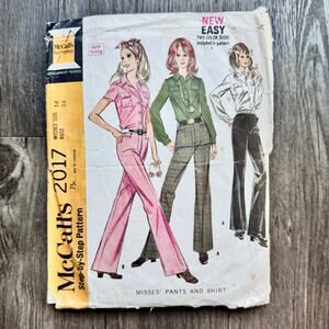 Vintage 1960s McCalls 2017 Sewing Pattern Size Sm Button Up Flare Pants COMPLETE